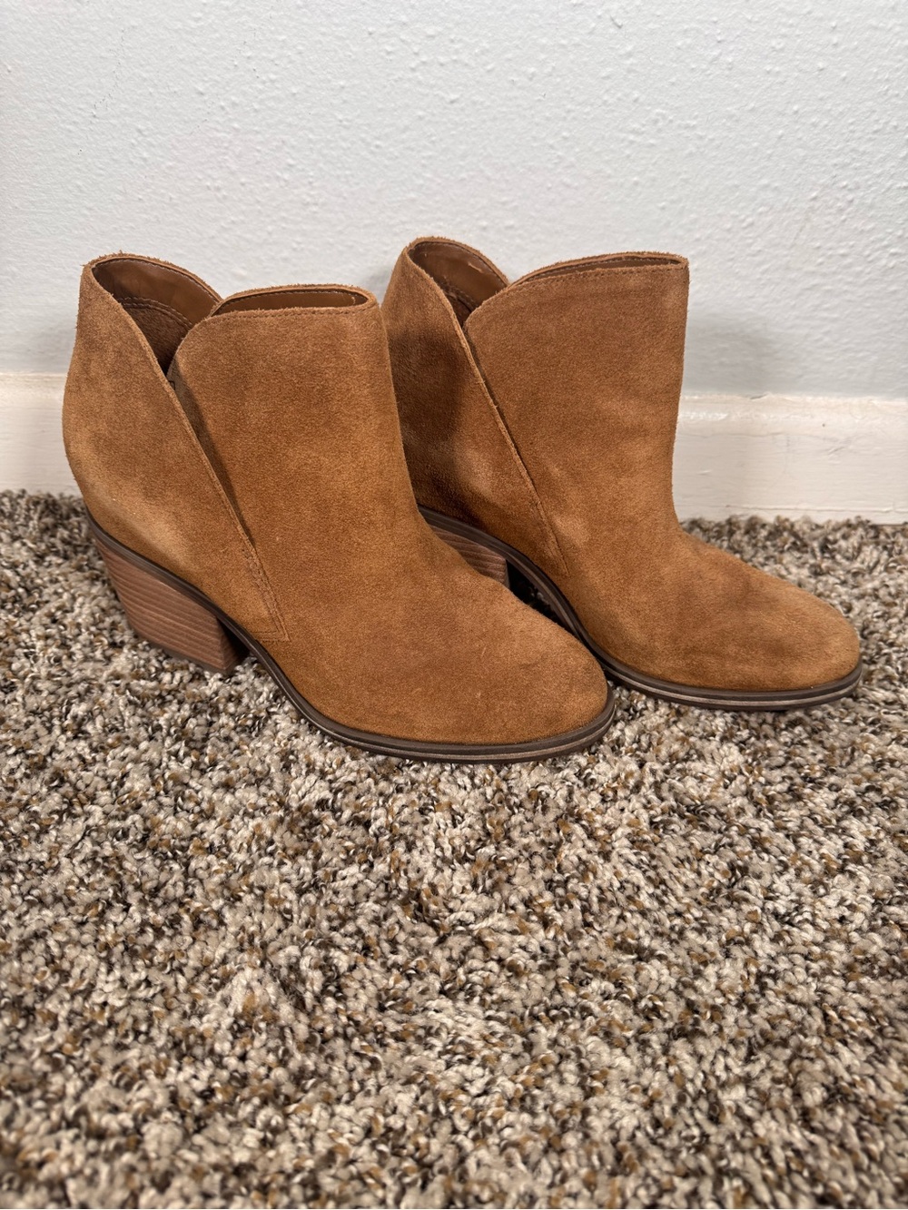 Jessica Simpson Suede Ankle Booties in Chestnut Brown
